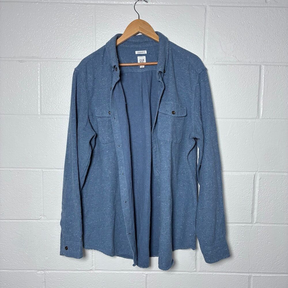 Gap men’s blue textured speckle pattern Shacket shirt jacket